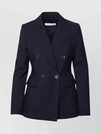 Max Mara Wool Blend Double-breasted Blazer In Blue
