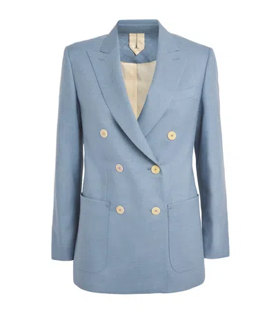 Max Mara Wool-blend Double-breasted Blazer In Turquoise