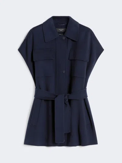 Max Mara Wool-blend Fabric Jacket In Blue
