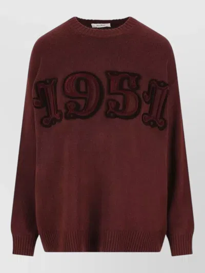 Max Mara Wool Blend Fido Crew Neck Sweater In Burgundy