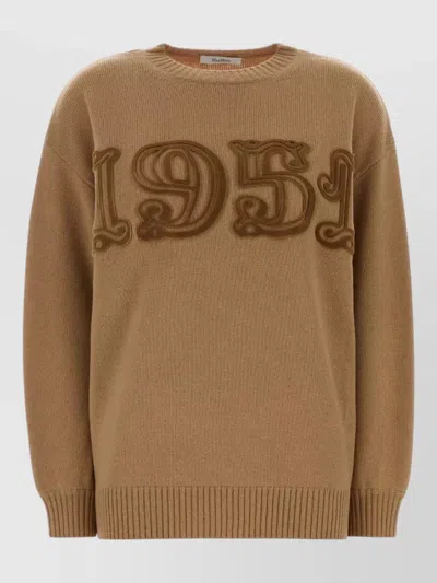 Max Mara Embroidered Wool And Cashmere Sweater In Brown