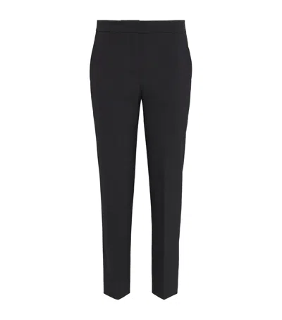 Max Mara Wool-blend Gabardine Slim Trousers In Black