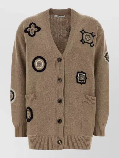 Max Mara Wool Blend Gioire Oversized Knit Cardigan In Brown
