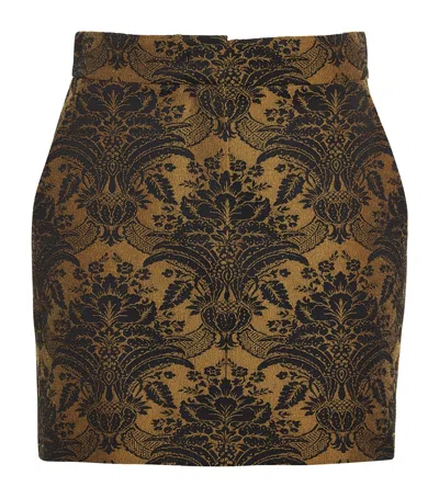 Max Mara Wool-blend Jacquard Mini Skirt In Brown