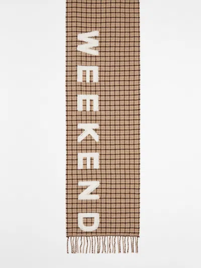Max Mara Wool-blend Logo Scarf In Grey