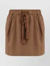 Max Mara Wool Blend Mini Skirt With Tassel Detail In Brown