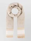 Max Mara Wool Blend Scarf With Embroidered Fringe Detail In Metallic
