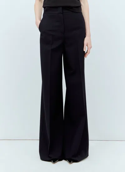 Max Mara Wool Blend Seersucker Trousers In Navy