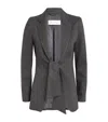 Max Mara Monia Tie Front Herringbone Jersey Blazer In Grey