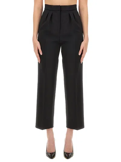Max Mara Wool Blend Trousers In Black
