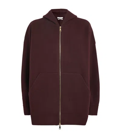 Max Mara Wool-blend Zip-up Hoodie In Brown