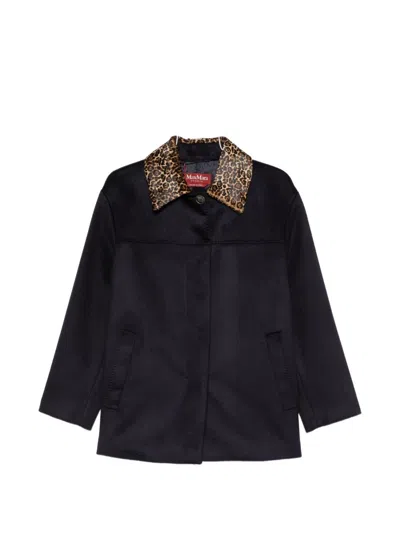 Max Mara Wool Blouson Jacket In Blue