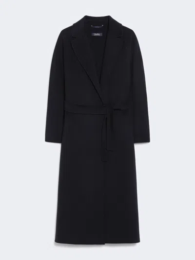 Max Mara Wool Broadcloth Midi Coat In Black