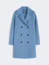 Max Mara Wool Broadcloth Midi Coat In Blue