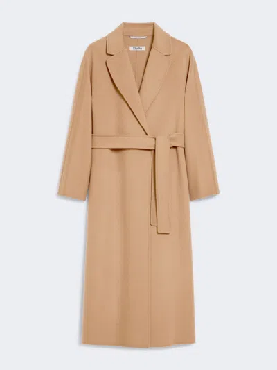 Max Mara Esturia Strap-lined Long Wool Coat In Brown
