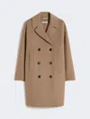 Max Mara Wool Broadcloth Midi Coat In Brown