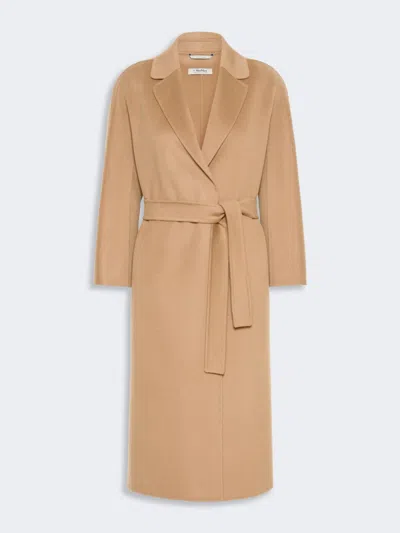 Max Mara Wool Broadcloth Midi Coat In Camel