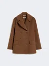 Max Mara Wool Broadcloth Pea Coat In Brown