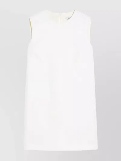 Max Mara Wool Canvas Crew Neck Mini Dress In White