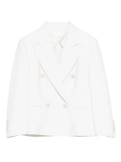 Max Mara Wool Canvas Crop Blazer In White