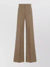 Max Mara High-waisted Wide-leg Trousers In Luxurious Virgin Wool In Brown