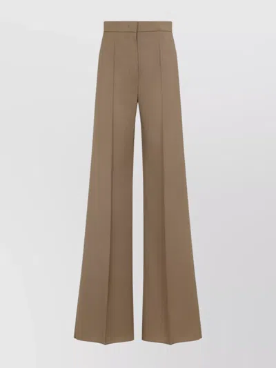 Max Mara Wool Canvas High-waisted Wide-leg Pants In Neutral