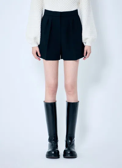 Max Mara Wool Canvas Shorts In Black