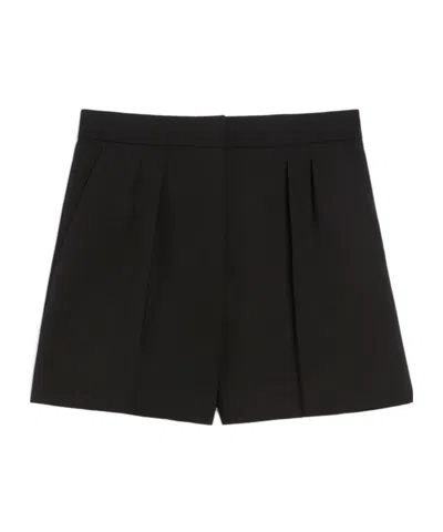 Max Mara Wool Canvas Shorts In Black