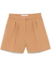 Max Mara Wool Canvas Shorts In Brown
