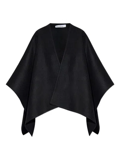 Max Mara Wool Cape In Black