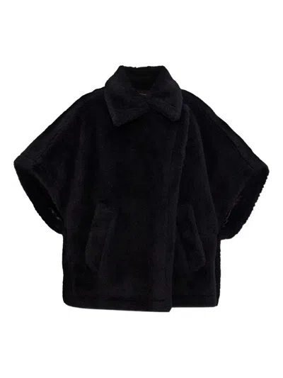Max Mara Wool Cape In Black