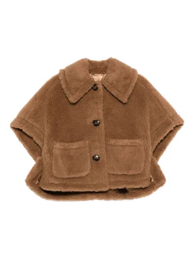 Max Mara Wool Cape In Brown