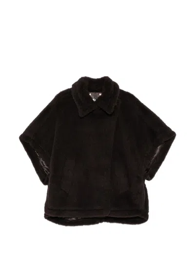 Max Mara Wool Cape In Brown