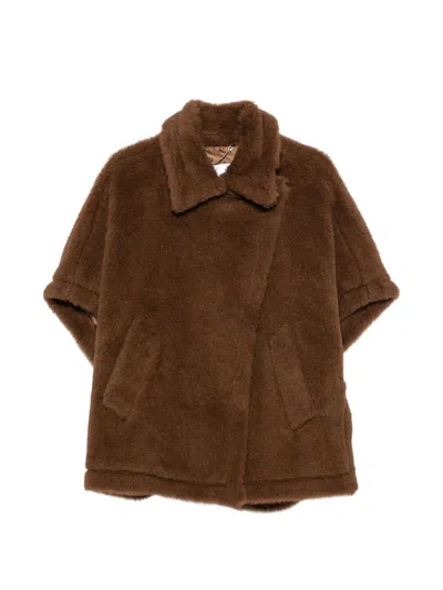 Max Mara Wool Cape In Brown