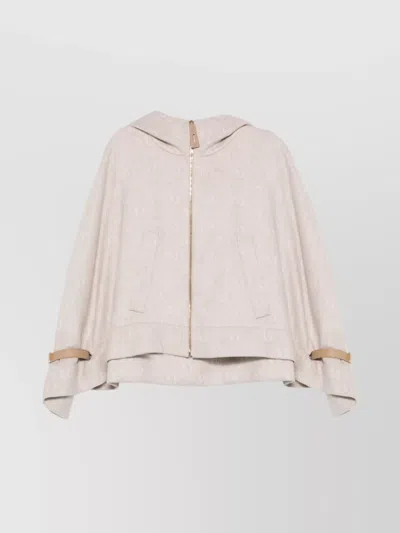 Max Mara Wool Cape Hooded Belted Cuffs In Pink
