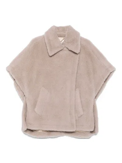Max Mara Wool Cape In Nude