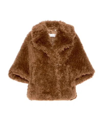 Max Mara Wool Cape With A Soft Texture In Brown