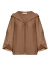 Max Mara Knitwear Hooded Cardigan With Button And Ribbed Hem In Brown