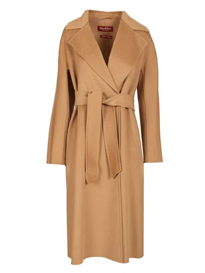MAX MARA WOOL, CASHMERE AND SILK COAT COATS BEIGE