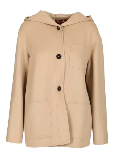 Max Mara Hooded Coat In Nude