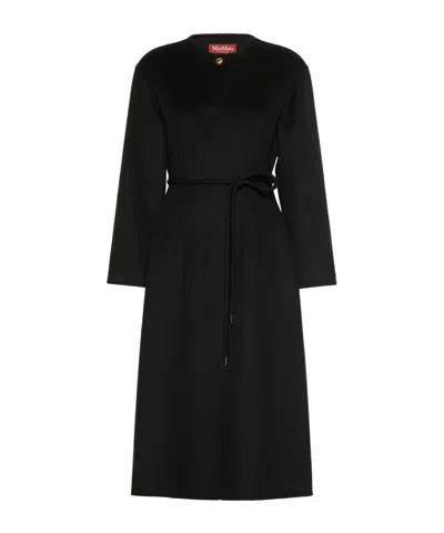 Max Mara Fiacre Belted Single-breasted Coat In Black