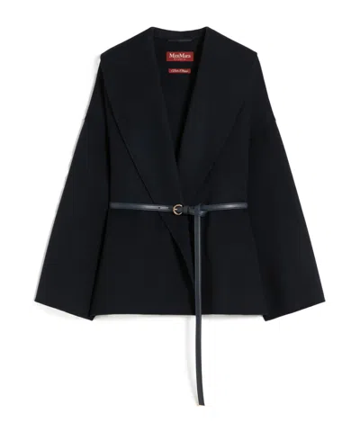 MAX MARA WOOL, CASHMERE AND SILK ROBE COAT - NAVY