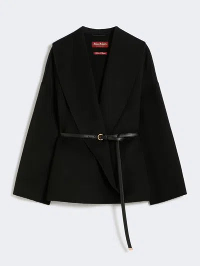 Max Mara Wool, Cashmere And Silk Robe Coat In Black