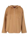 Max Mara Beige Cotton Hoodie In Brown