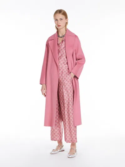 Max Mara Wool, Cashmere And Silk Wrap Coat In Pink