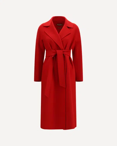 Max Mara Wool Cashmere And Silk Wrap Coat In Burgundy
