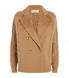 Max Mara Double-breasted Jacket With Textured Knit In Beige
