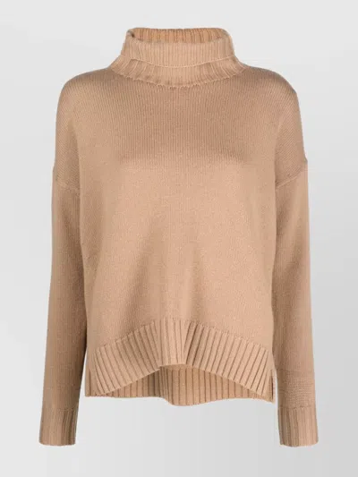 Max Mara Wool-cashmere Blend Knit Turtleneck Sweater In Nude