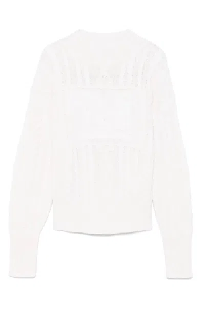 Max Mara Wool-cashmere Blend Top With Textured Cable Knit Design In White