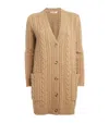 Max Mara Calotta Cable-knit Wool And Cashmere-blend Cardigan In Beige